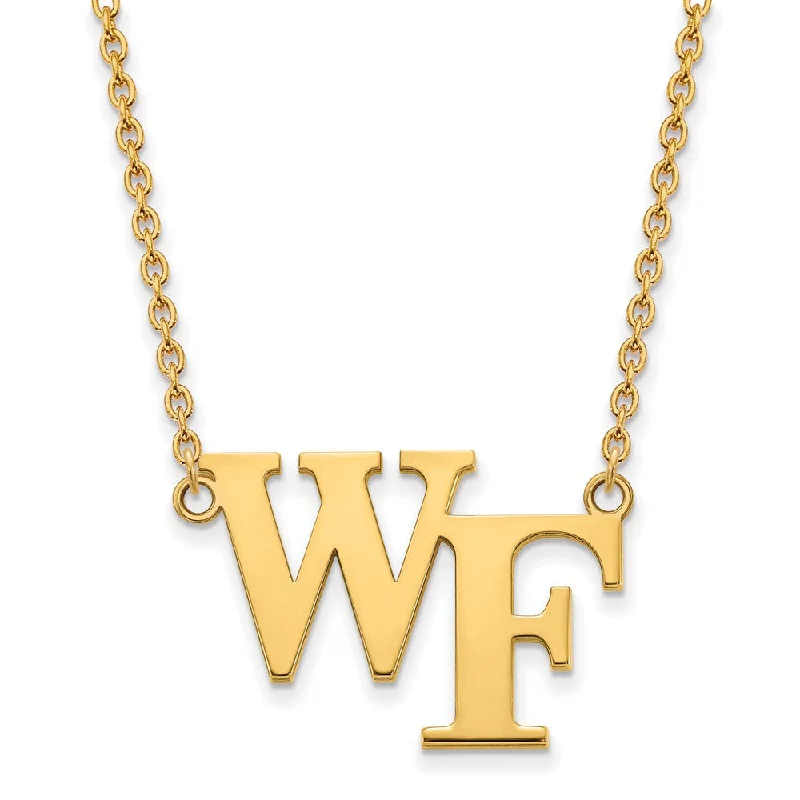 ladies-bridal-rolo-chain-necklaces-14k Yellow Gold Wake Forest U Large Pendant Necklace