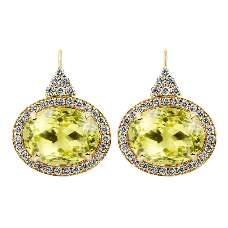 Ladies earrings luxe designs -Earrings - Lemon Quartz And Diamond