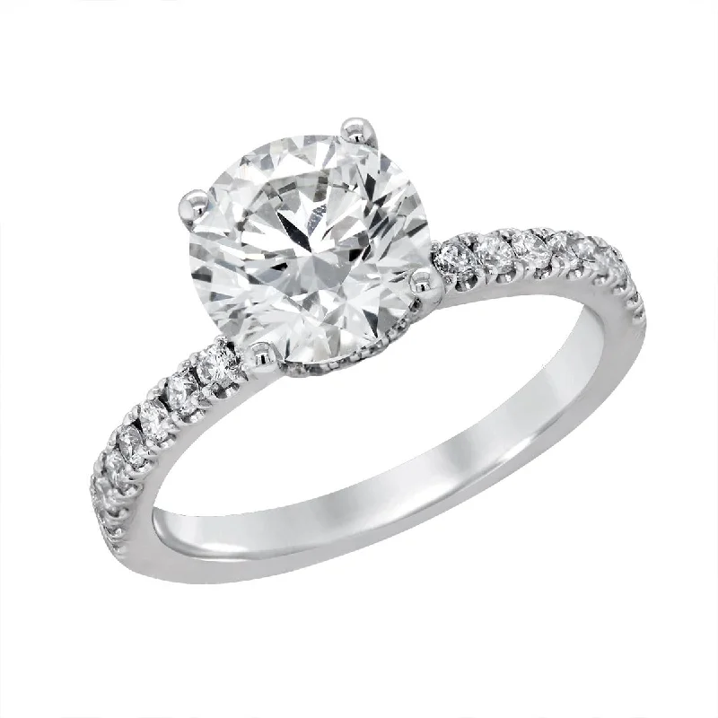 Ladies engagement rings for kin love -WHITE GOLD ENGAGEMENT RING WITH LAB GROWN DIAMOND CENTER, 2.56 CT TW