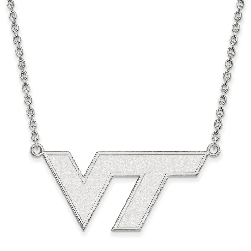 ladies-diamond-crystal-necklaces-10k White Gold Virginia Tech Large 'VT' Pendant Necklace