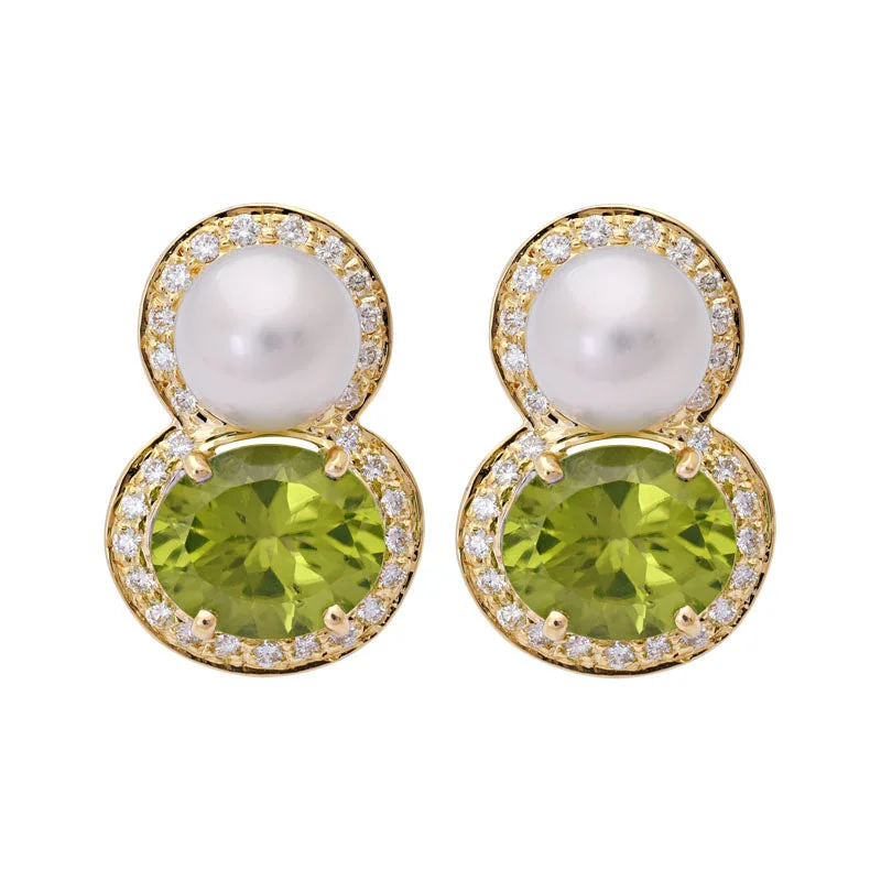 Ladies earrings for leader vibes -Earrings- Peridot, South Sea Pearl and Diamond