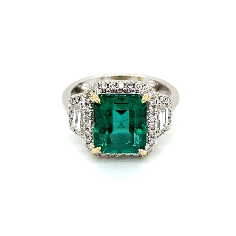 Ladies rings weathered shine -Estate Certified 3,33 Carat Natural Emerald Diamonds Gold Ring