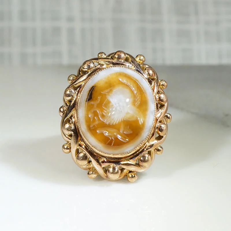 Ladies rings unique elegance -Antique Hardstone Intaglio Ring