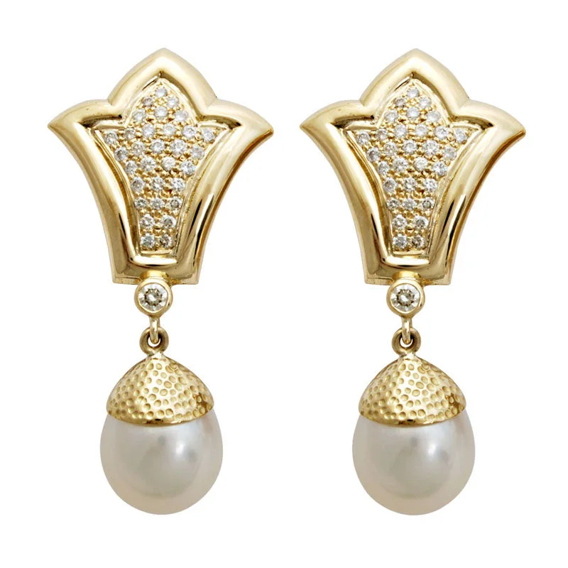 Ladies earrings vintage shine -Earrings- Pearl And Diamond