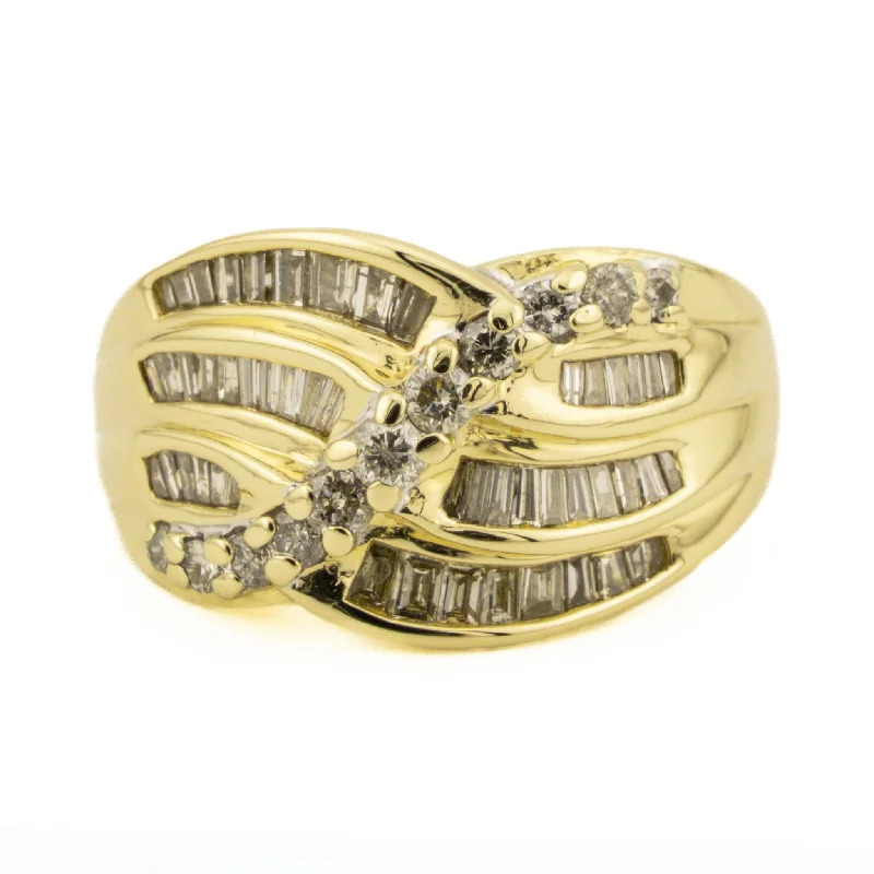 Ladies rings with mint serpentine -2.00ctw Diamond Cluster Lady's Ring in Two Tone 14K Gold - Size 7