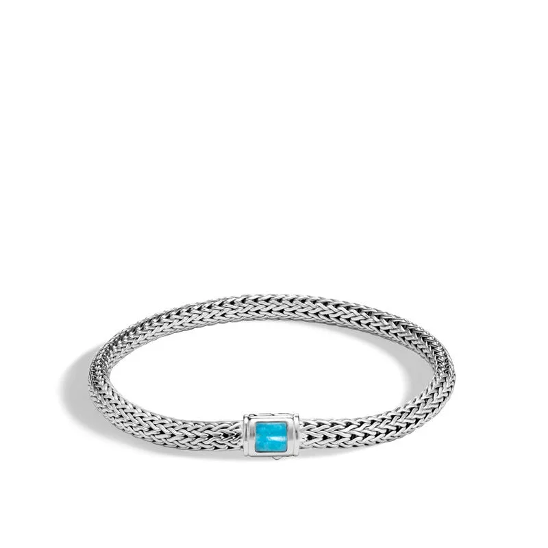 ladies-gemstone-cuff-link-bracelets-John Hardy Classic Chain Bracelet with Turquoise BBS961841TQ