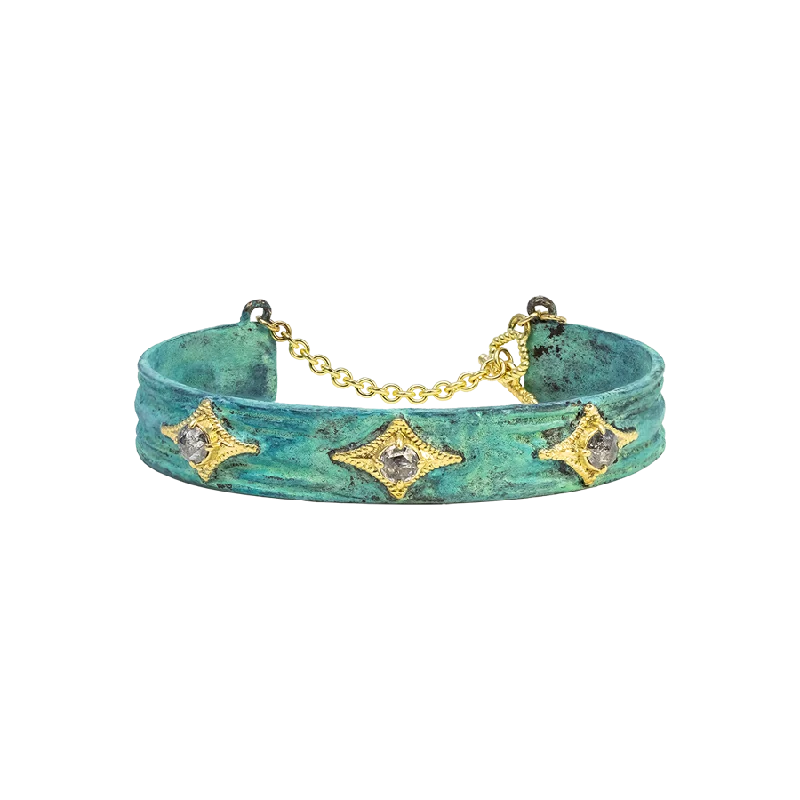 ladies-handmade-woven-cord-bracelets-Artifact Teal Patina Bracelet