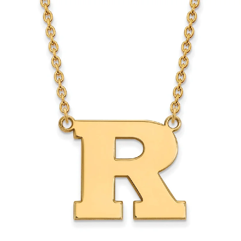 ladies-moon-lariat-necklaces-10k Yellow Gold Rutgers Large Initial R Pendant Necklace