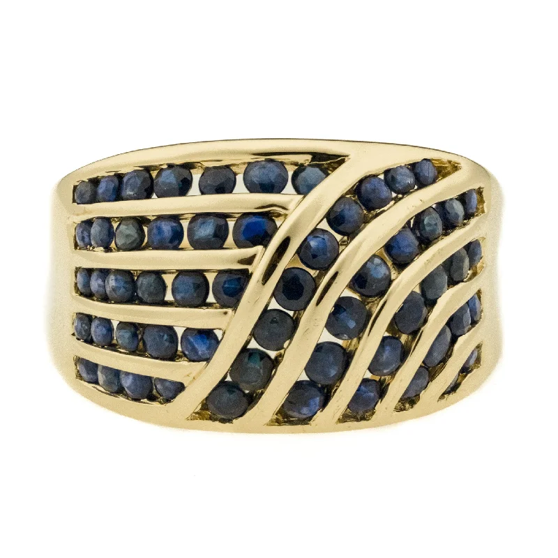 Ladies rings 22k white gold -1.30ctw Sapphire Accented Ring in 14K Yellow Gold - Size 7.75