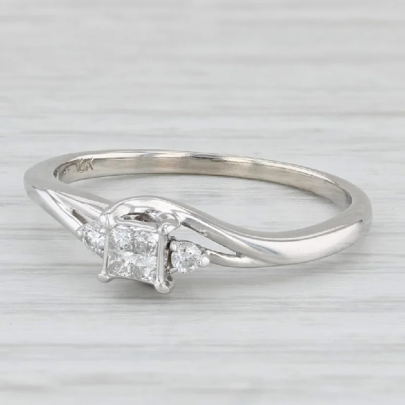 Ladies engagement rings with antler settings -0.11ctw Diamond Princess Engagement Ring 10k White Gold Size 7