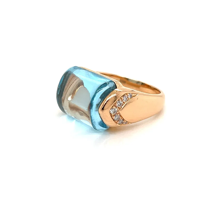 Ladies rings pastel hues -Bulgari Musa Topaz Diamond Rose Gold Ring