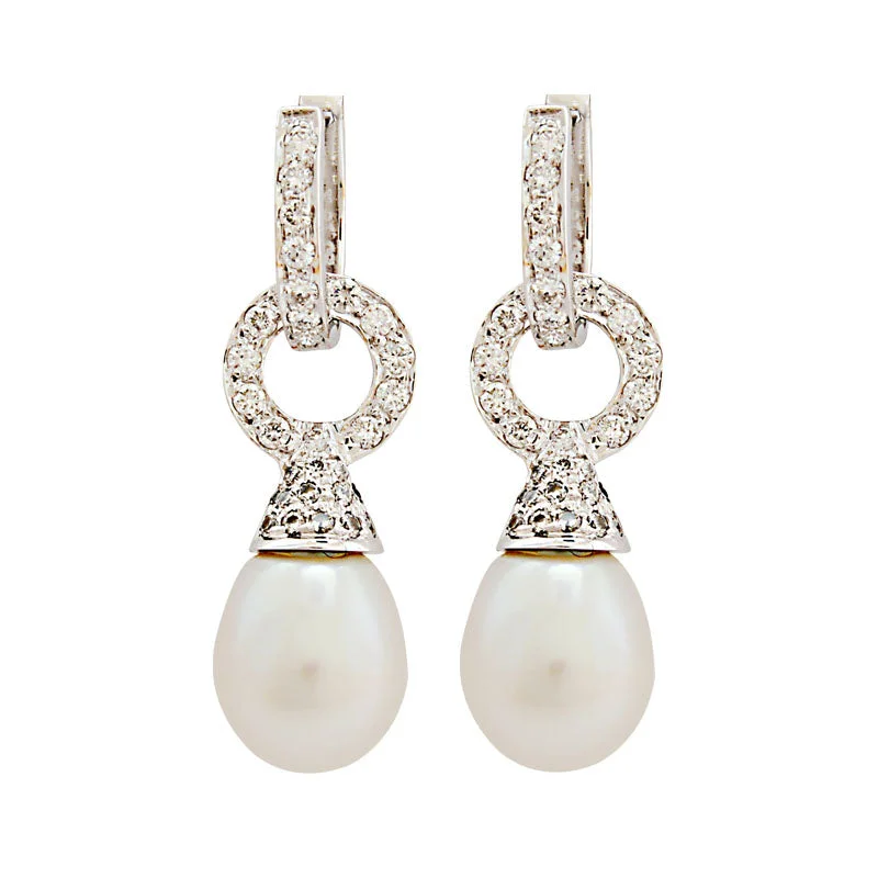 Ladies earrings for island charm -Earrings-South Sea Pearl and Diamond