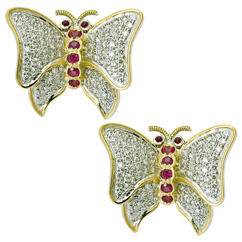 Ladies earrings with dusk tourmaline -Earrings- Ruby and Diamond