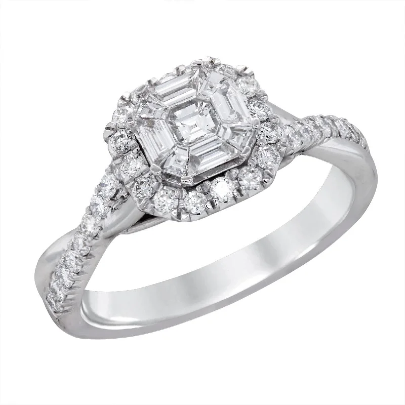 Ladies engagement rings plush romance -WHITE GOLD ENGAGEMENT RING WITH CLUSTER SET DIAMONDS, .77 CT TW