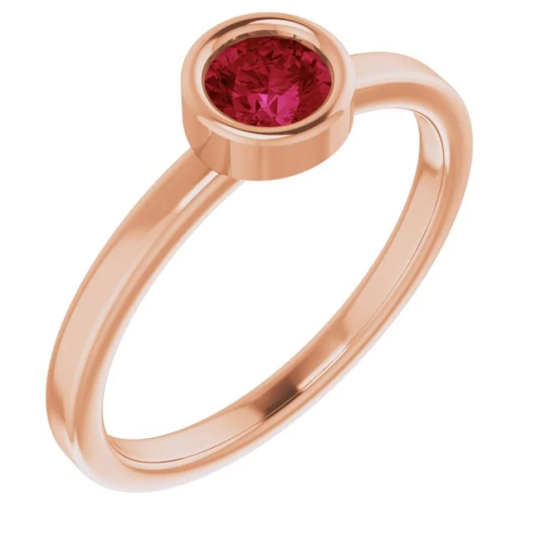 Ladies rings for wedding charm -14K Rose 4.5 mm Natural Ruby Ring