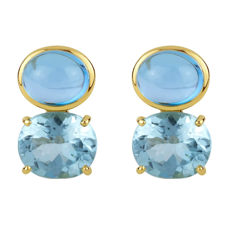 Ladies earrings with burst drops -Earrings - Blue Topaz