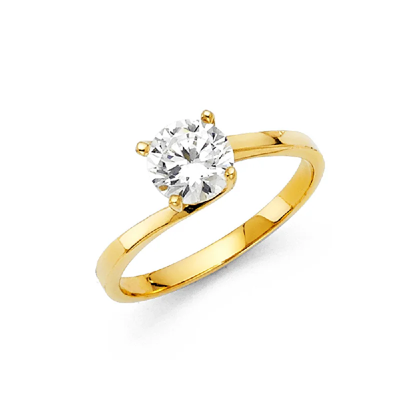 Ladies engagement rings with dew settings -14K CZ ENGAGEMENT RING