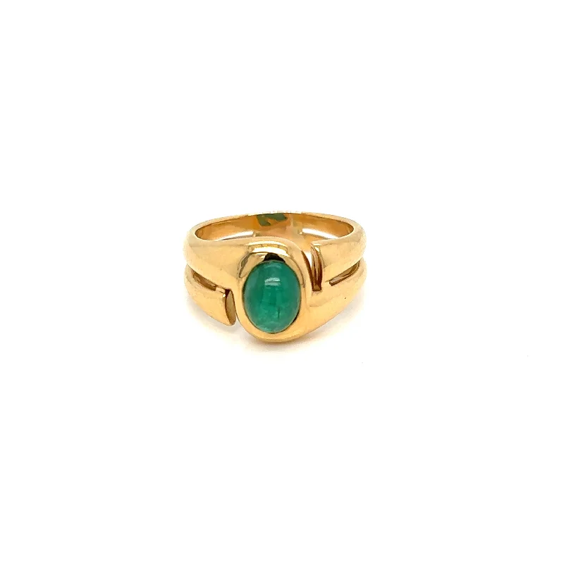 Ladies rings with ridge designs -Bulgari 1.37 Carat Colombia Emerald Vintage Ring