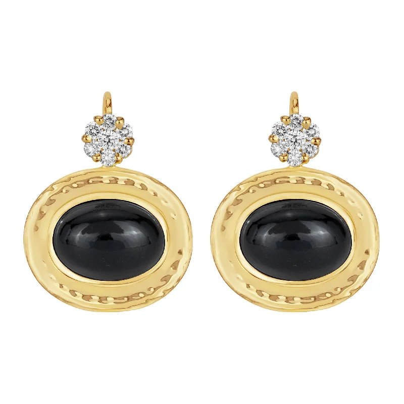 Ladies earrings for charity vibes -Earrings - Black Onyx And Diamond (2361A)