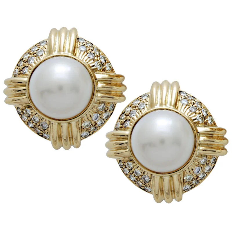 Ladies earrings for video charm -Earrings- Pearl And Diamond