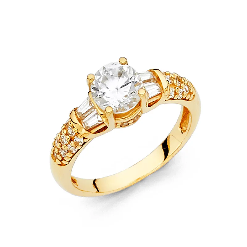 Ladies engagement rings with forest motifs -14K CZ ENGAGEMENT RING