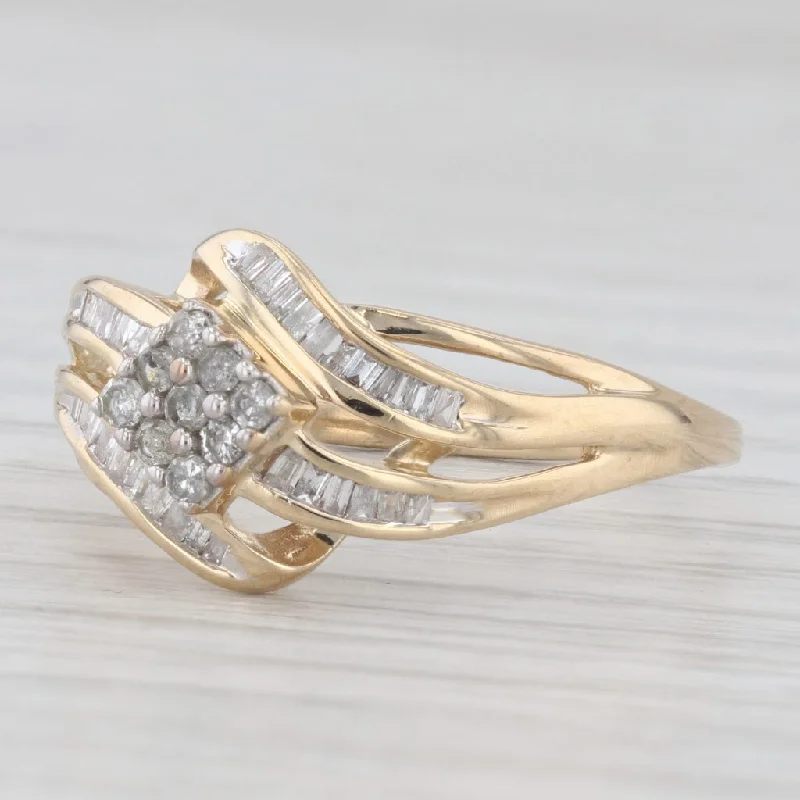 Ladies engagement rings for educator love -0.40ctw Diamond Cluster Engagement Ring 10k Yellow Gold Size 8.75