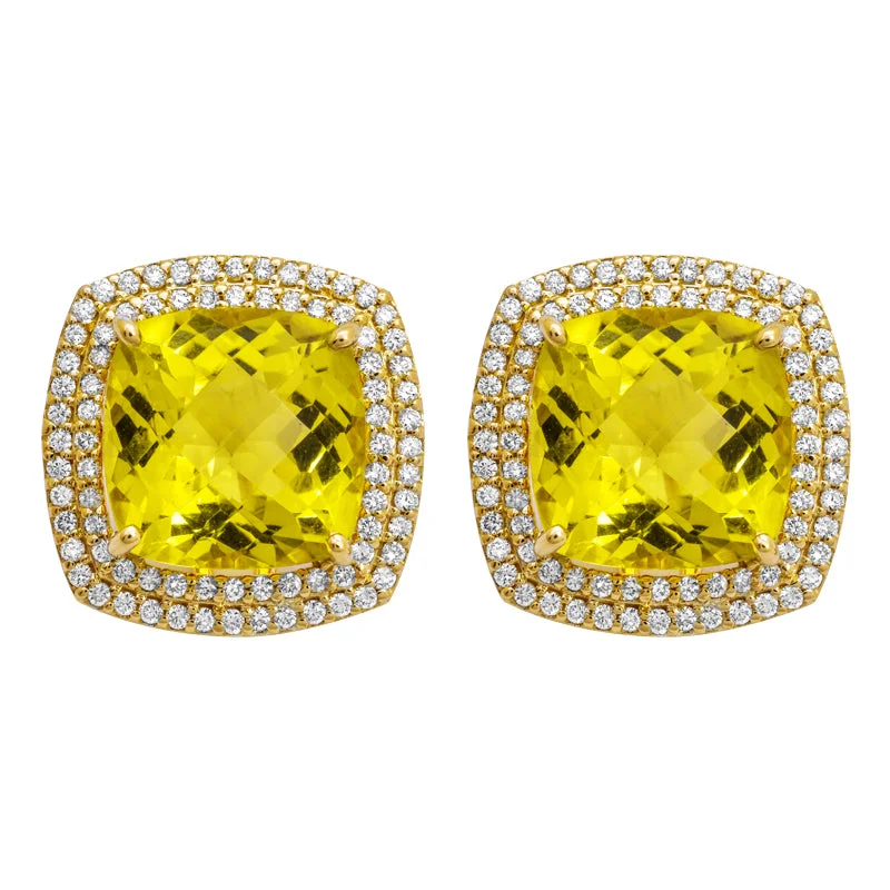 Ladies earrings trio sets -Earrings- Lemon Quartz and Diamond