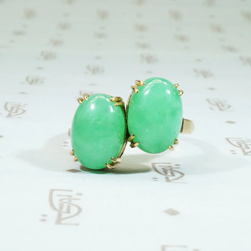 Ladies rings for rebel vibes -Graceful Beauty A Vintage Jade 18k Ring