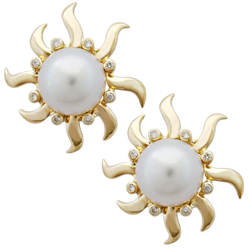 Ladies earrings bold elegance -Earrings- Pearl And Diamond