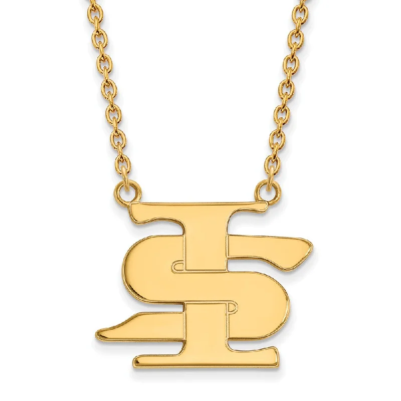 ladies-crystal-layered-necklaces-14k Gold Plated Silver Indiana State Large Pendant Necklace