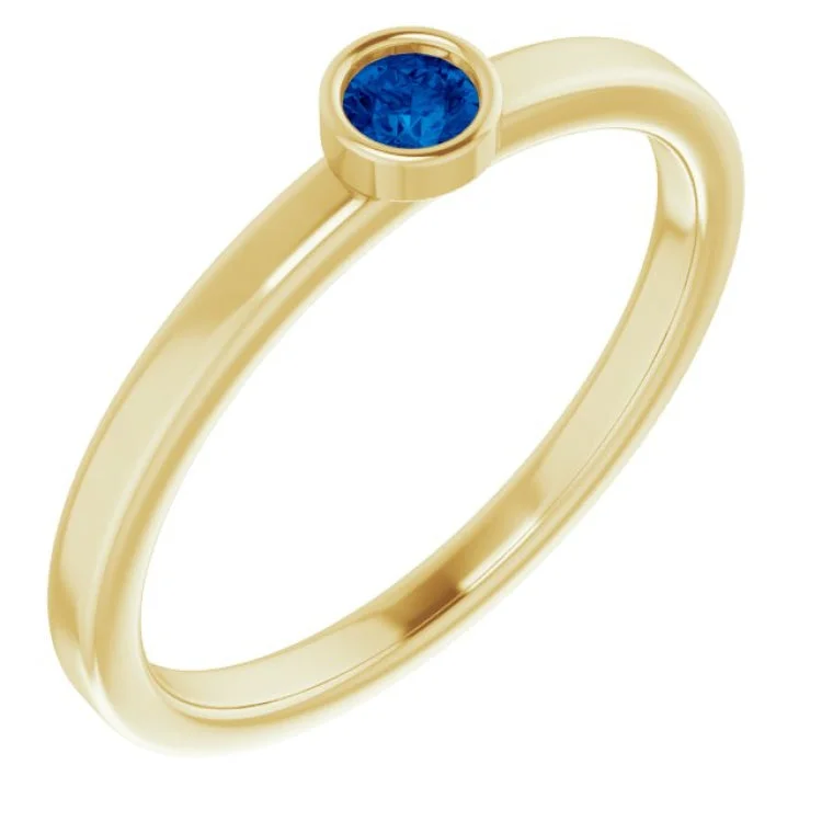 Ladies rings for meadow charm -14K Yellow 3 mm Natural Blue Sapphire Ring