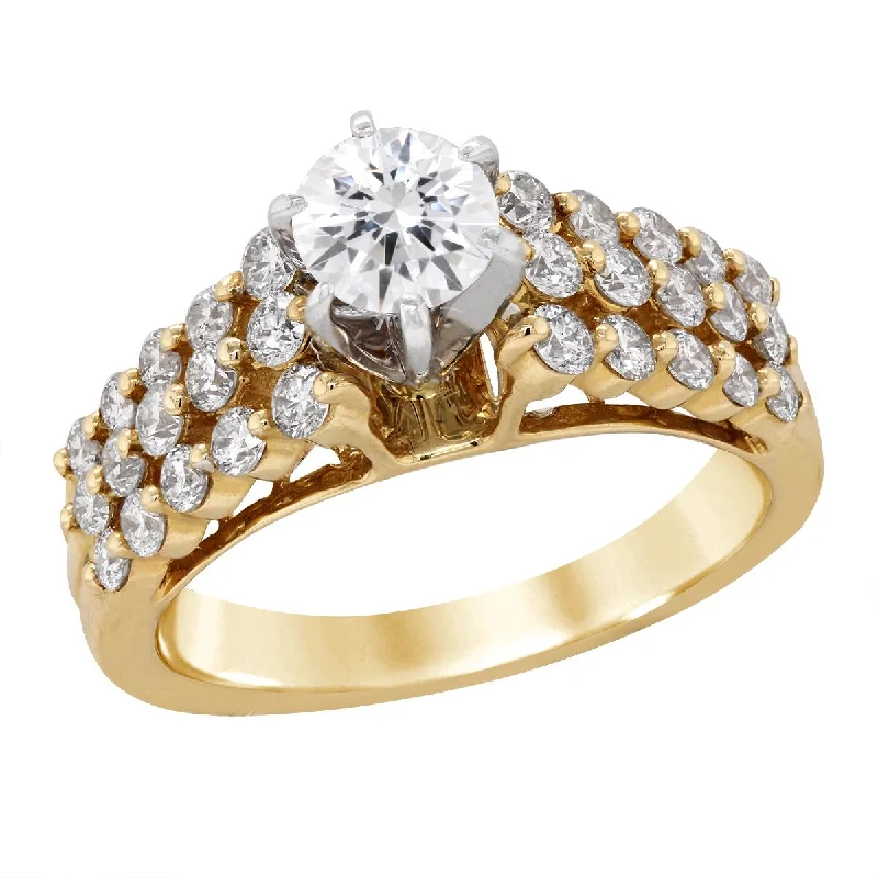 Ladies engagement rings pastel gemstones -YELLOW GOLD CATHEDRAL STYLE DIAMOND ENGAGEMENT RING SETTING, .87 CT TW