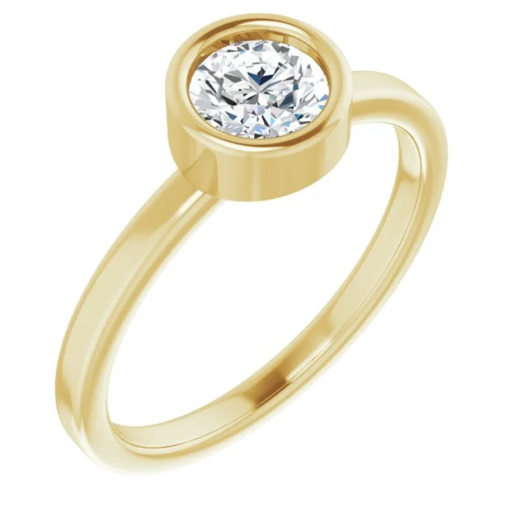 Ladies rings artsy elegance -14K Yellow 5.5 mm Natural White Sapphire Ring