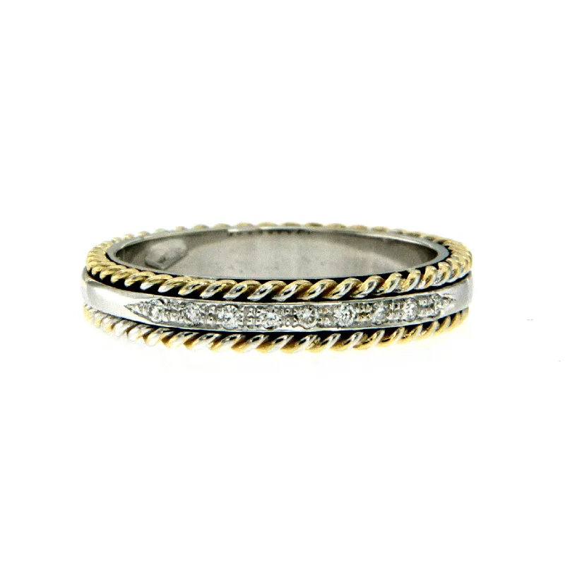 Ladies rings shining brilliance -Rope Motif Diamond Gold Band Ring