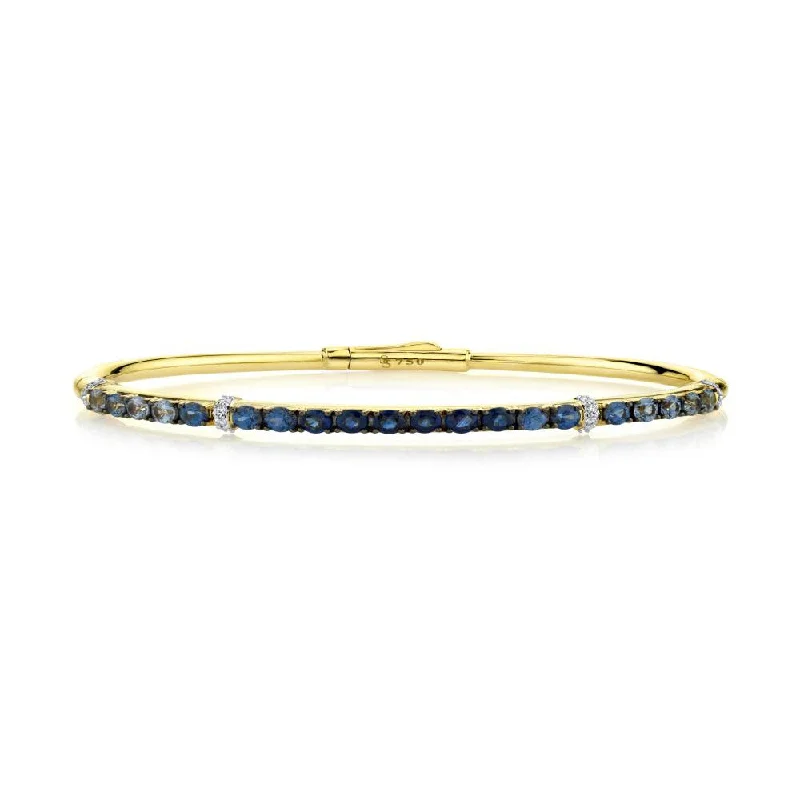 ladies-birthstone-link-chain-bracelets-Sapphire and Diamond Bangle Bracelet