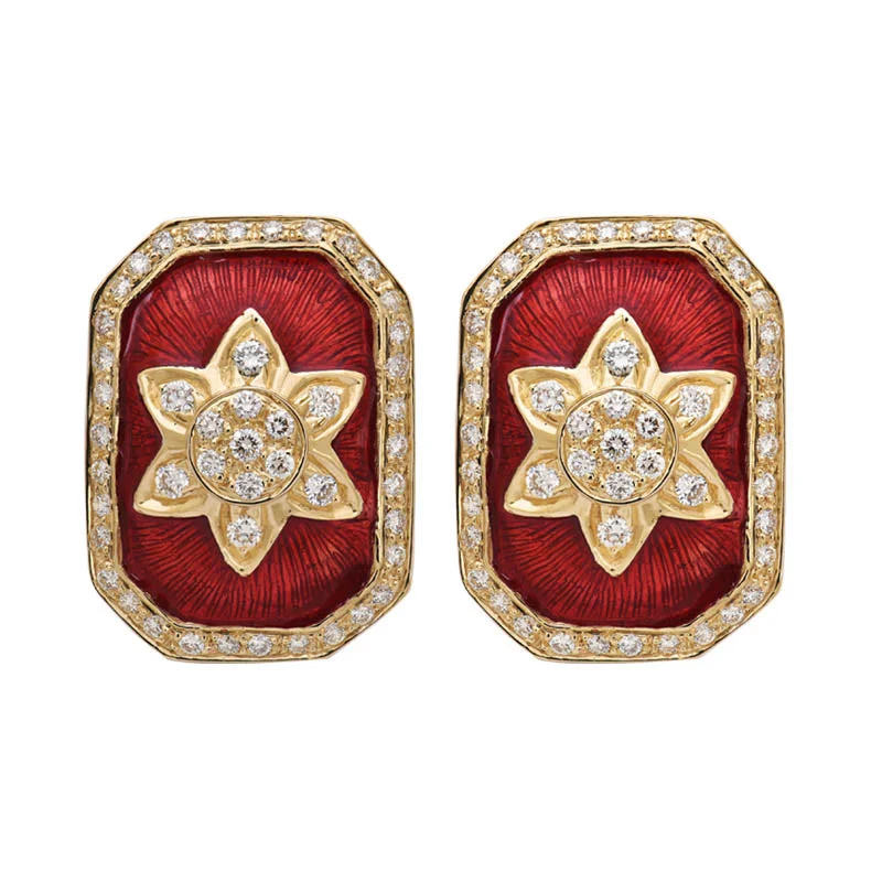 Ladies earrings smooth shine -Earrings- Diamond (Enamel)