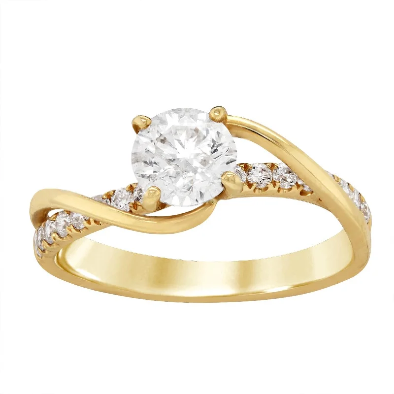 Ladies engagement rings for dream unions -YELLOW GOLD BYPASS STYLE DIAMOND ENGAGEMENT RING, 1.09 CT TW