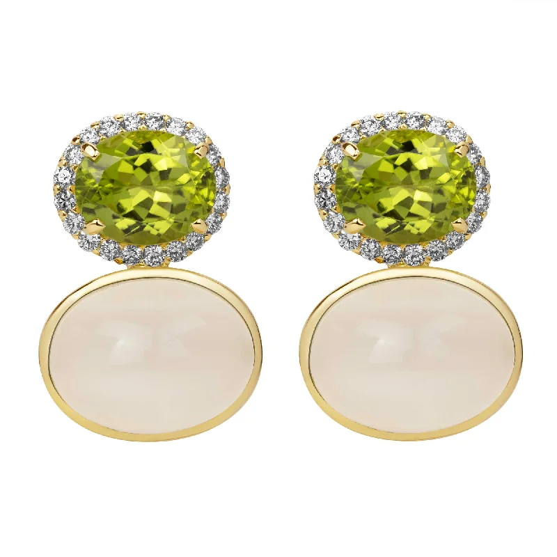 Ladies earrings fun shine -Earrings - Peridot, Moonstone And Diamond (2385G)