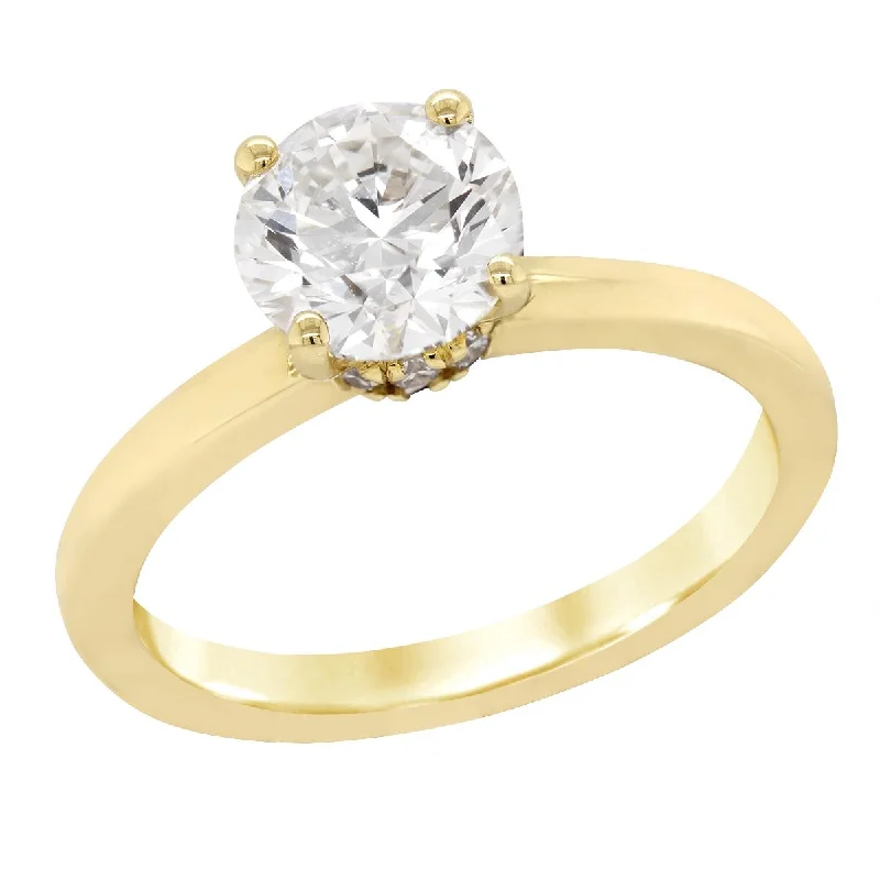 Ladies engagement rings bold romance -YELLOW GOLD ENGAGEMENT RING WITH HIDDEN HALO AND 1.53 CARAT LAB GROWN DIAMOND