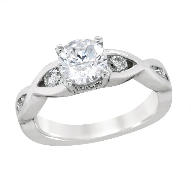 Ladies engagement rings for calm unions -PLATINUM ENGAGEMENT RING SETTING WITH SCALLOPED SHANK, .45 CT TW