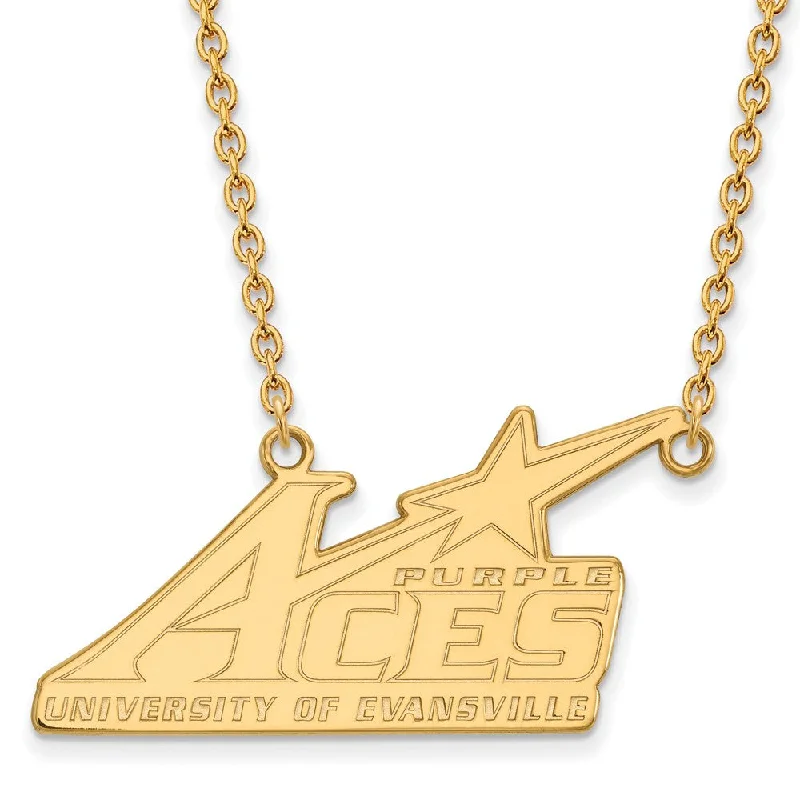 ladies-pearl-cable-chain-necklaces-14k Yellow Gold U of Evansville Large Pendant Necklace