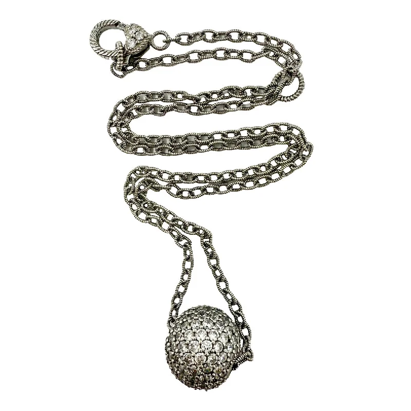 ladies-bohemian-pendant-necklaces-Judith Ripka 18" CZ Studded Ball Necklace