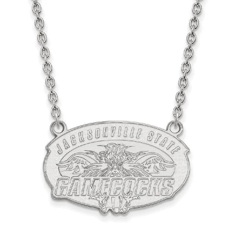 ladies-everyday-silver-necklaces-14k White Gold Jacksonville State Large Pendant Necklace