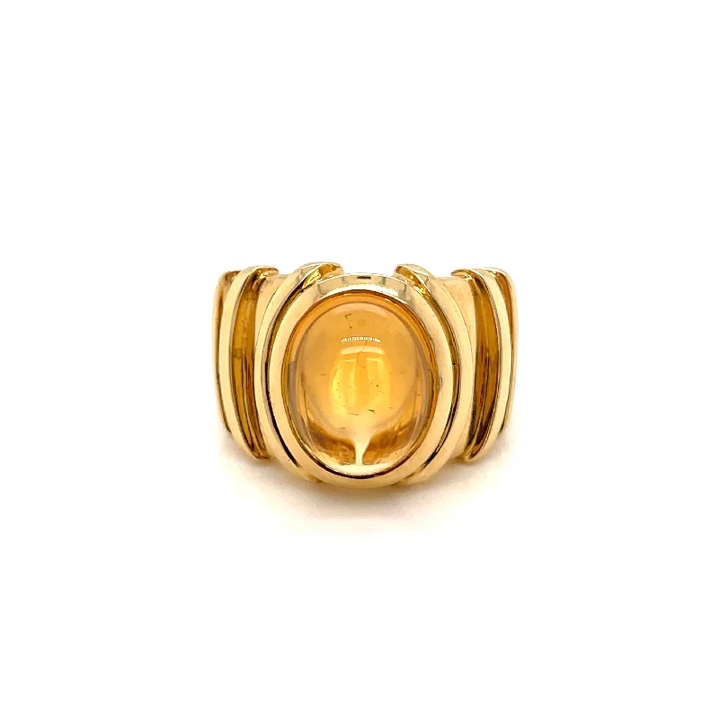 Ladies rings personalized engravings -Marina B Citrine Gold Ring