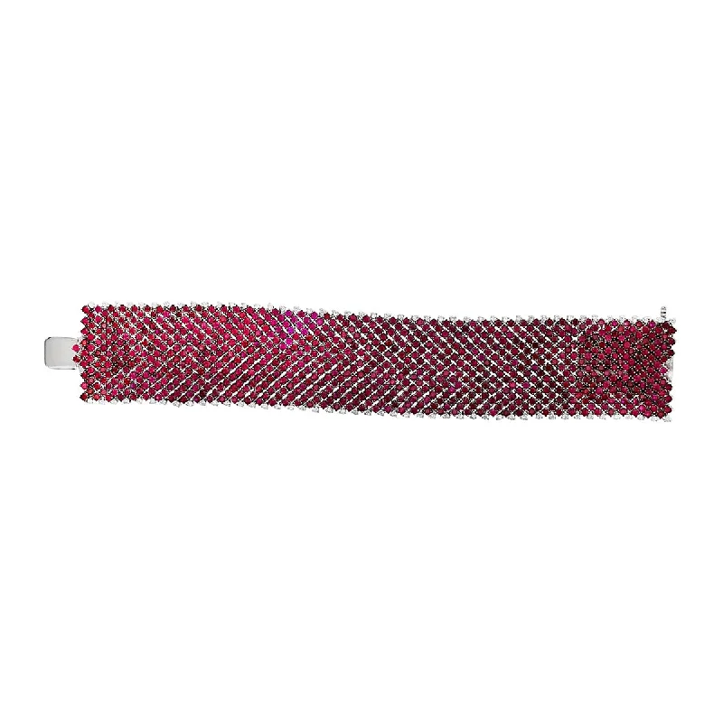 ladies-elegant-gold-bracelets-Salavetti Ruby and Diamond Flexible Bracelet