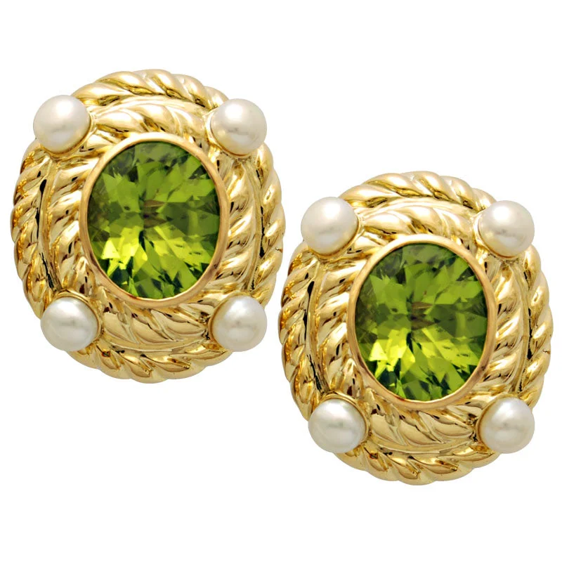 Ladies earrings for craft charm -Earrings- Peridot And Pearl