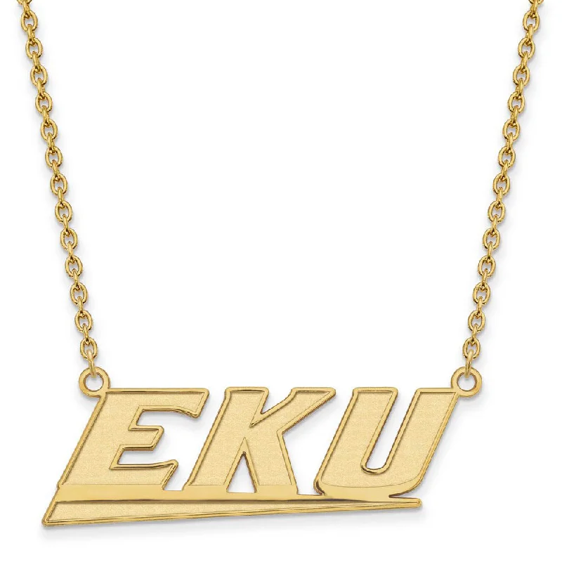 ladies-layered-diamond-necklaces-14k Gold Plated Silver Eastern Kentucky U Large Pendant Necklace