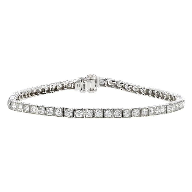 ladies-rope-twist-pearl-bracelets-Platinum 2.57-Carat Diamond Box Tennis Bracelet