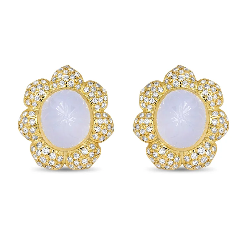 Ladies earrings for fearless charm -Earrings- Chalcedony And Diamond