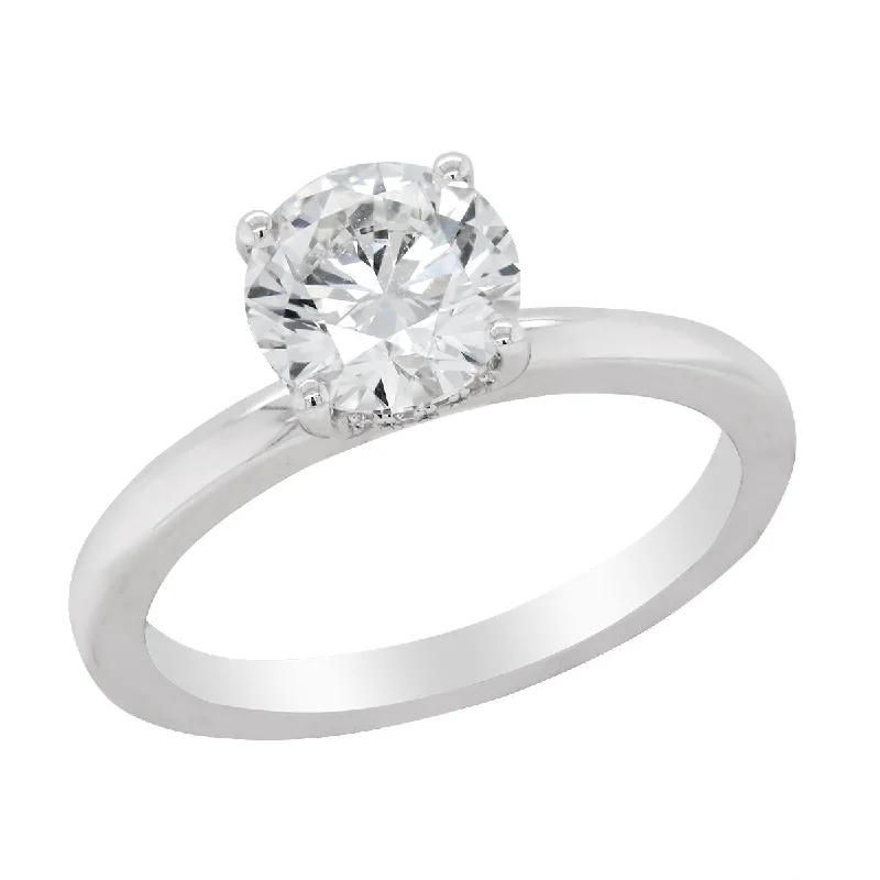 Ladies engagement rings for retreat unions -1.60 CARAT ROUND LAB GROWN DIAMOND ENGAGEMENT RING WITH HIDDEN HALO